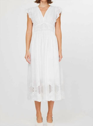 Current Air - V-neck Flutter Slv White Midi Dress