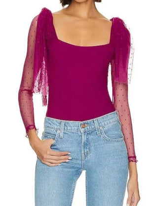 Free People - Tonque Tied sheer sleeve bodysuit