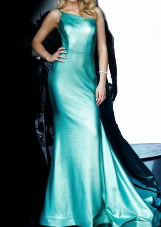 Jovani - Metallic Fitted One Shoulder Prom Dress