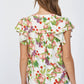 Fate - Fruit Print Flutter Sleeve Top