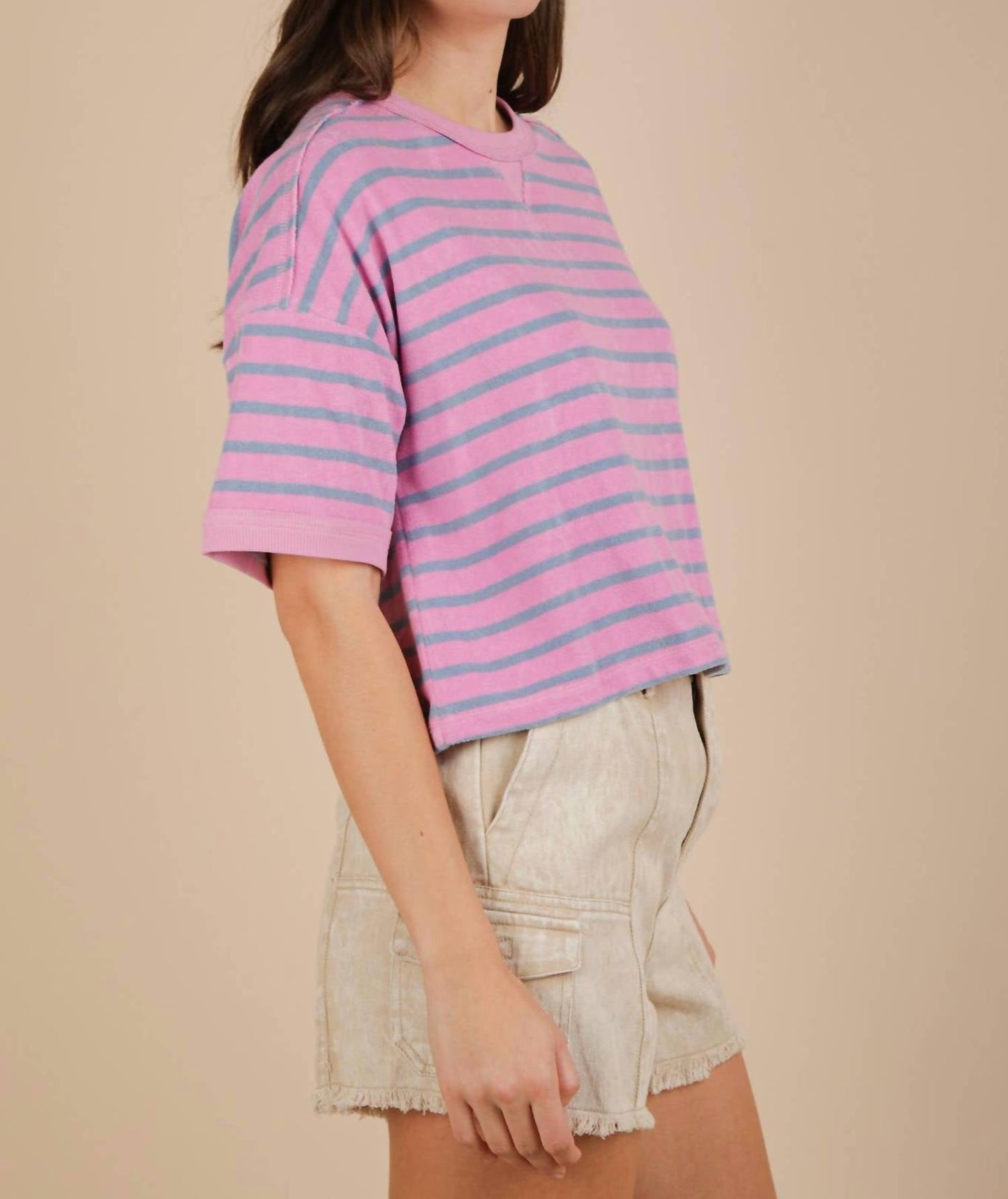 Very J - Oversized Stripe Casual Comfy Knit Top