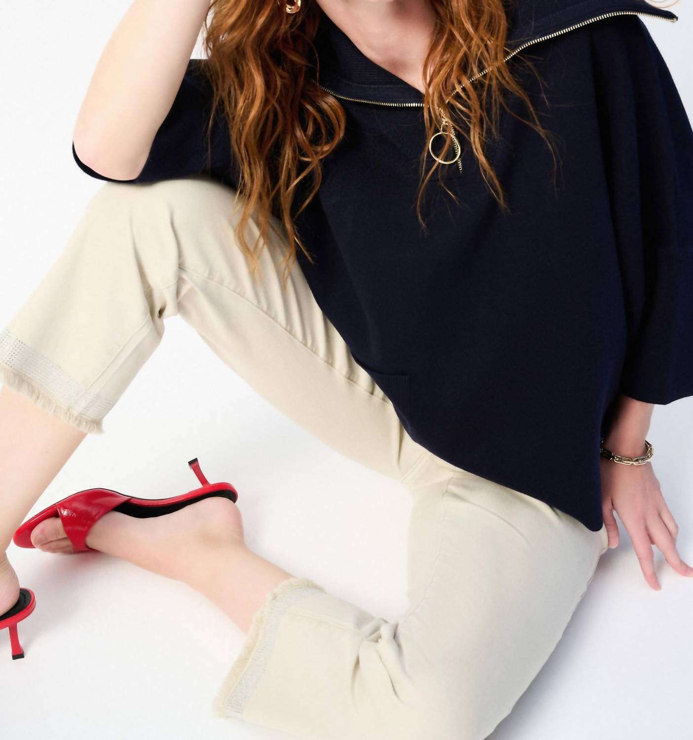 Joseph Ribkoff - Zip Front Dolman Sleeve Boxy Sweater