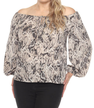Joseph Ribkoff - Snakeskin Print Off-shoulder Top