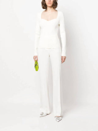 Veronica Beard - Gladys Ribbed Sweetheart Knit Long Sleeve Top