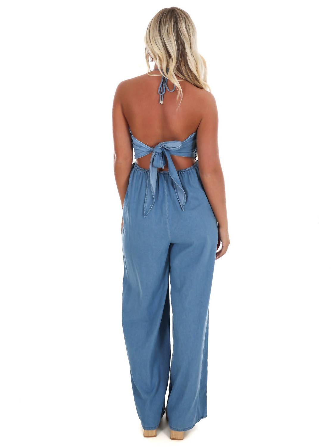 Day + Moon - Take Time Off Halter Jumpsuit