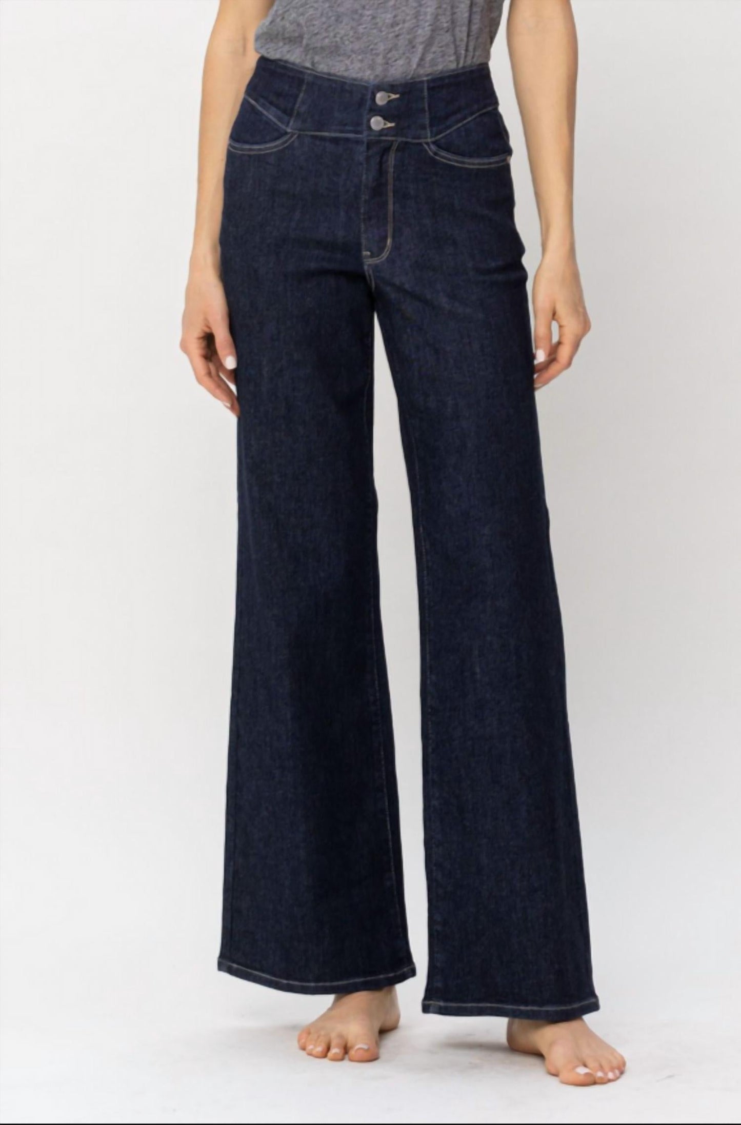 Judy Blue - High Waist Rinse Wash Geometric Waistband Jeans