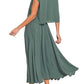 Zenana - Woven Crinkle Gauze Crop Tee And Skirt Set