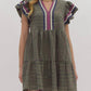 Entro - Textured Mini Dress With Multi Color Ric Rac Trim
