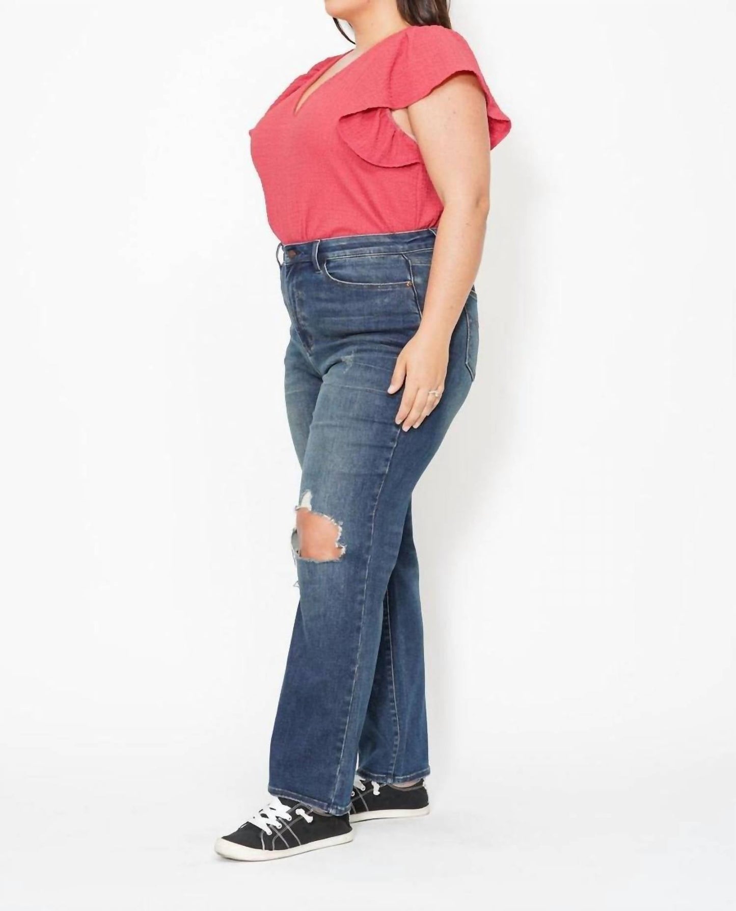 Judy Blue - High Waist Knee Ripped Dad Denim Jeans