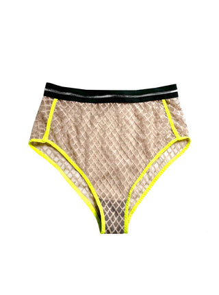 Titov - Women's Natasha High Rise Mesh Underwear With Neon Trim