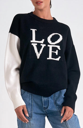 Elan - "love" Color Block Sweater