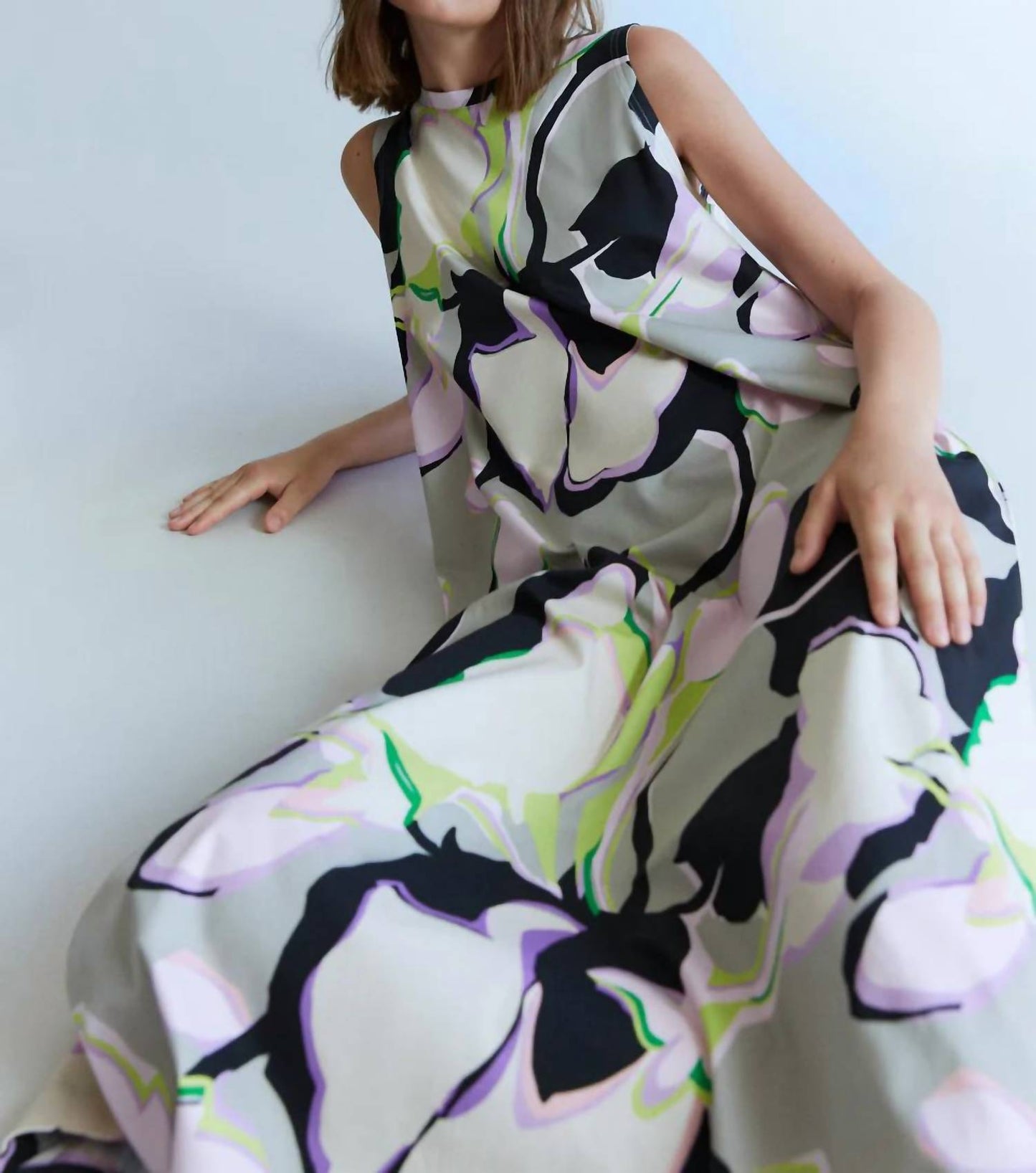 Psophia - Cotton Dress with Oyster Print