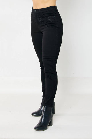 Judy Blue - High Waist Rhinestone Embellished Slim Fit Jeans