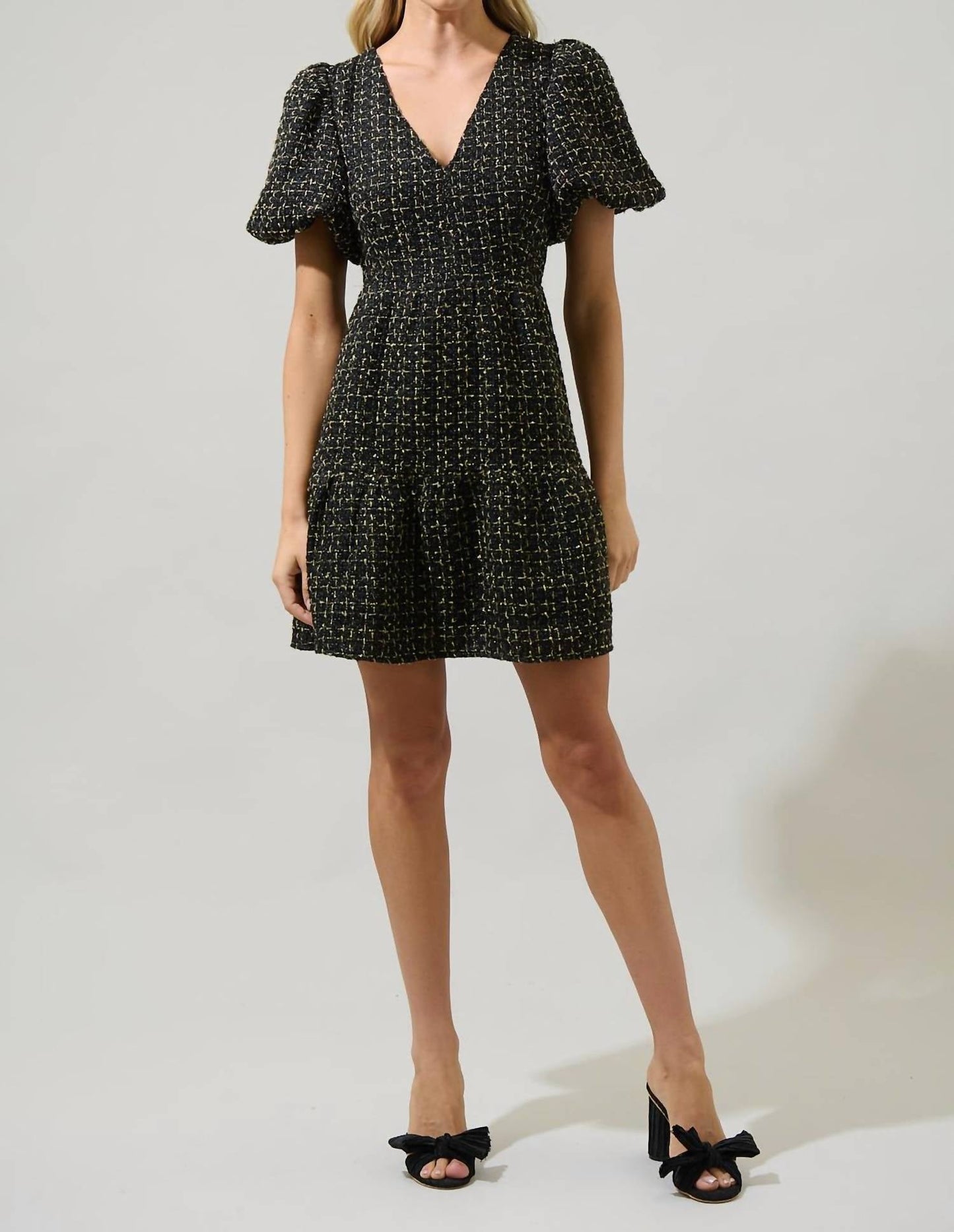 Sugarlips - Puff Sleeve Tweed Mini Dress