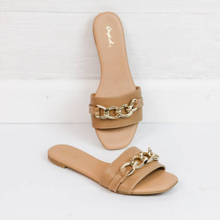 Qupid - Women's Chain Slip-on Sandals