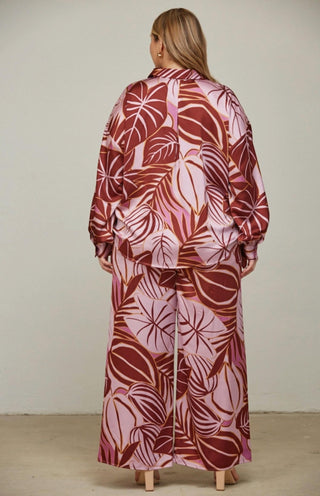 Fate - Tropical Print Satin Pants