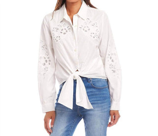 Karen Kane - Embroidered Tie Front Top
