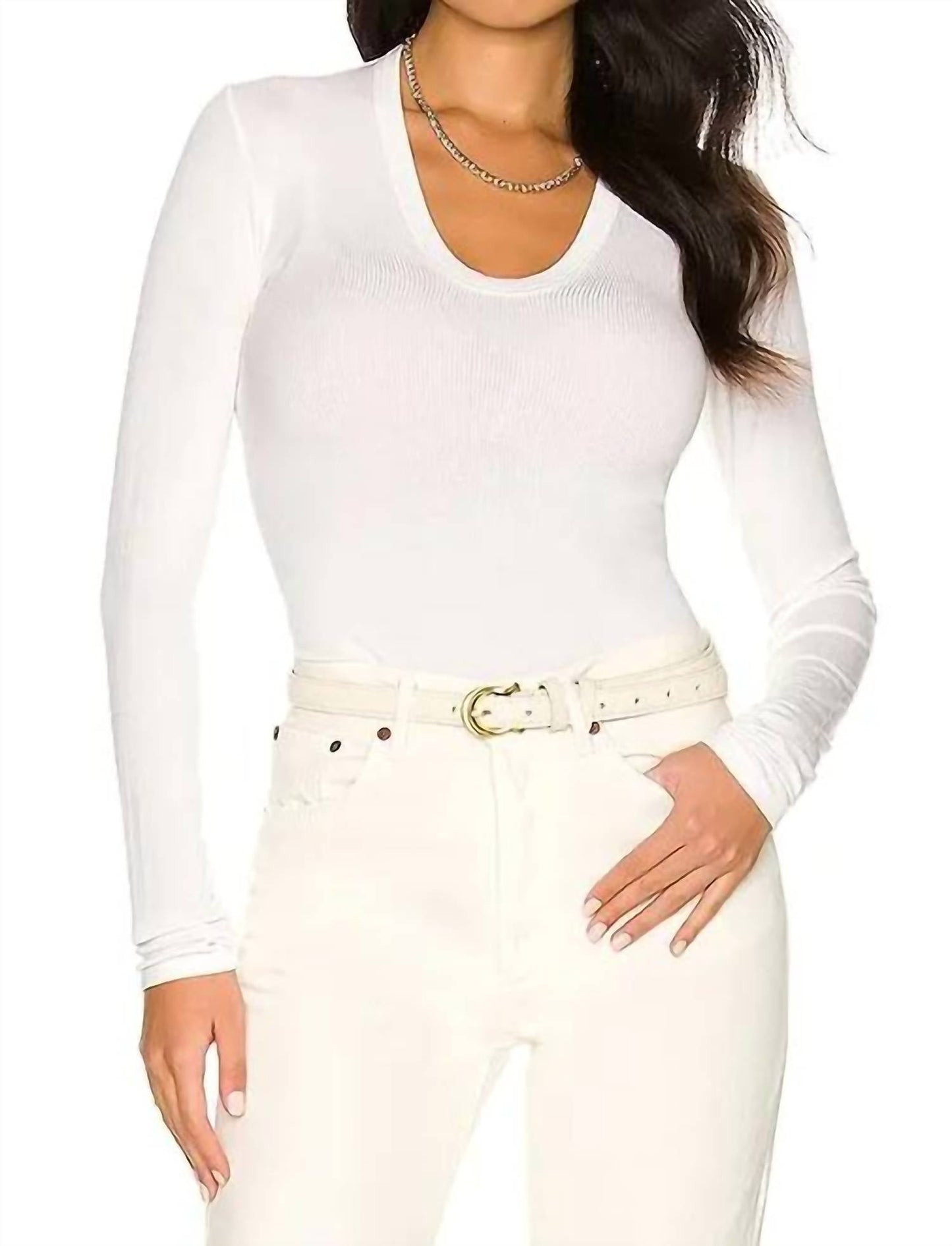 Enza Costa - Silk Knit Long Sleeve U Top