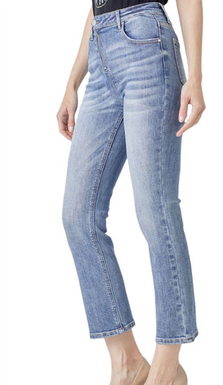 Risen - Straight Leg Asymetrical Zipper Jeans