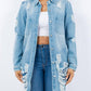 American Bazi - Distressed Button Up Long Sleeve Denim Jacket