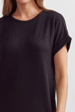 Entro - Ribbed Short Sleeve Midi Dress