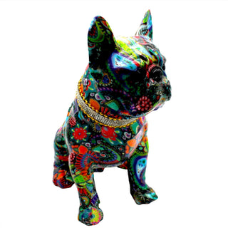 Interior Illusions - Painted Standing Flower French Bulldog w/Necklace - 11" tall - Interior Illusions Plus