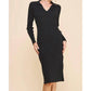 Allie Rose - Ribbed V Neck Collar Long Sweater Dress