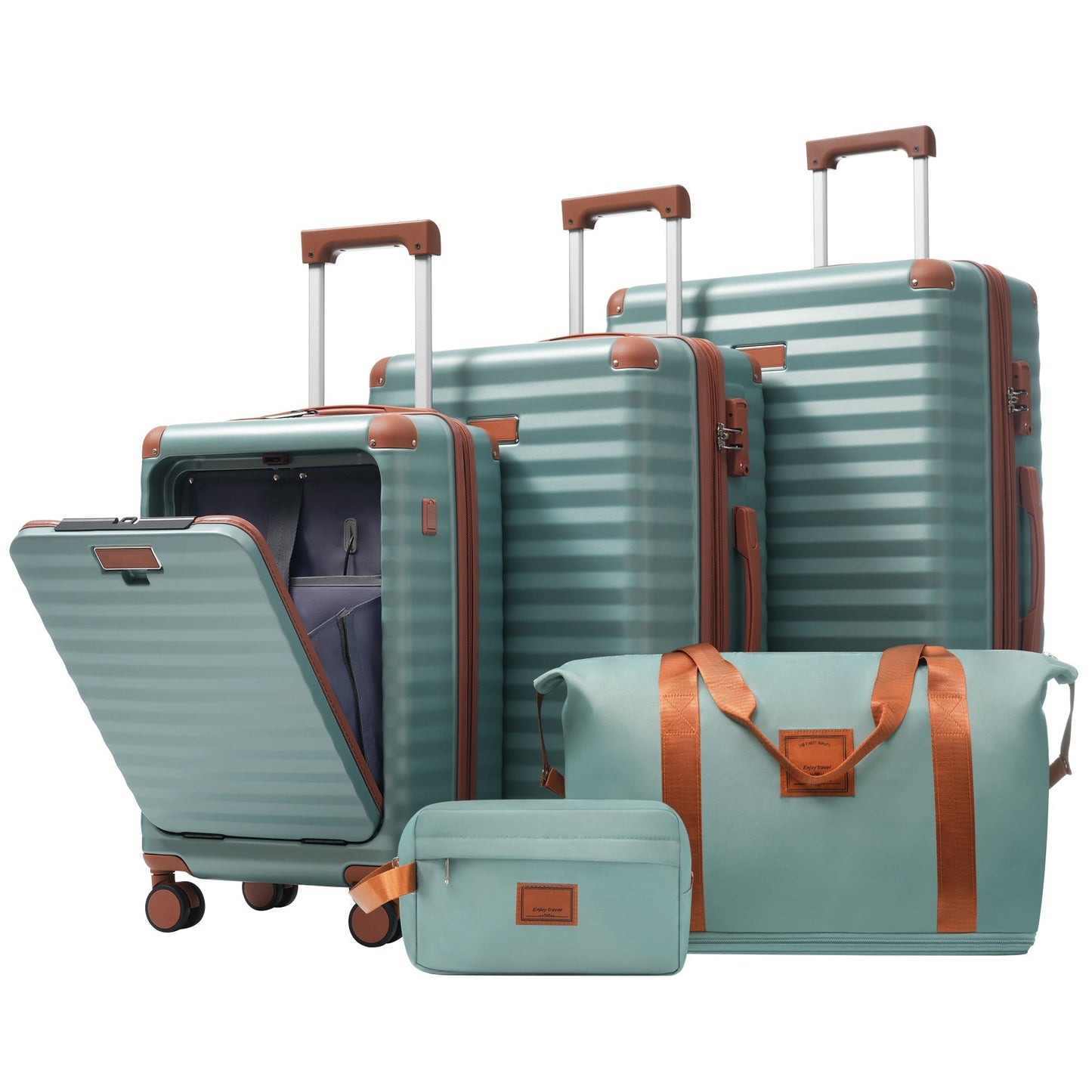 Deluxe 5-Piece Hard-Side Luggage Set with USB and TSA Security