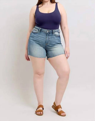 Trendsi - Judy Blue Full Size High Waist Star Seam Detail Denim Shorts Plus Size