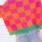 Main Strip - V-Neck Checkered Sweater