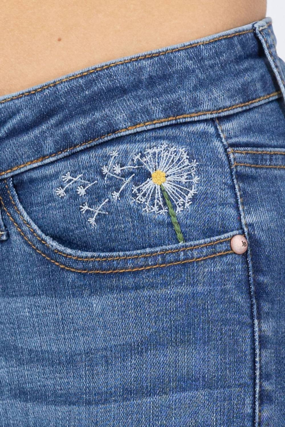 Judy Blue - High Waist Dandelion Embroidery Skinny Denim Jeans