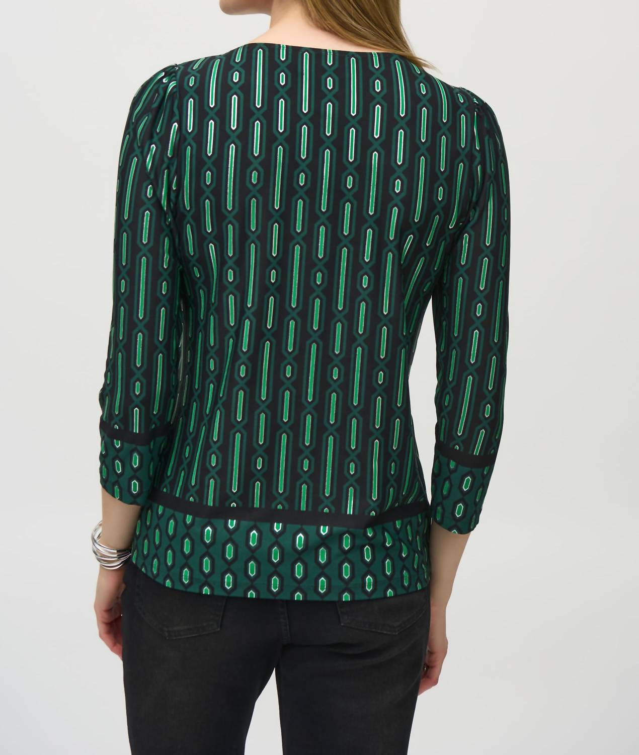 Joseph Ribkoff - Silky Knit Geometric Border Print Top