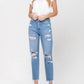 Vervet By Flying Monkey - Distressed Raw Hem Mom Jeans