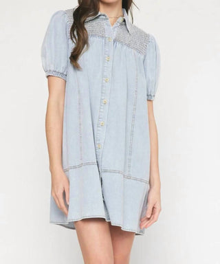 Entro - Denim Smocked Dress