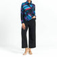 Clara Sun Woo - Ribbon Print Turtleneck Sweater w/Tipped Hem