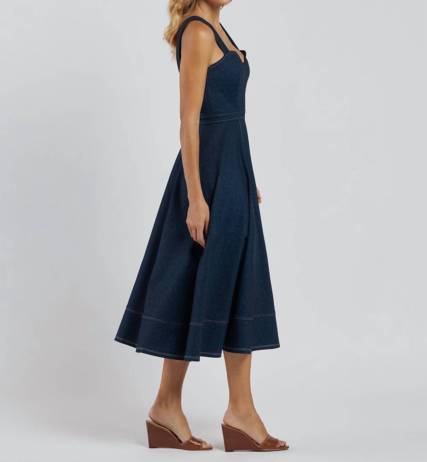 Jude Connally - Sabrina Denim Fit And Flare Midi Dress