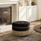 Yolanda 24" Round Upholstered Accent Ottoman - Deep Brown Velvet
