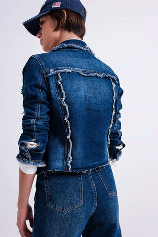 Q2 - Denim Jacket With Frayed Design