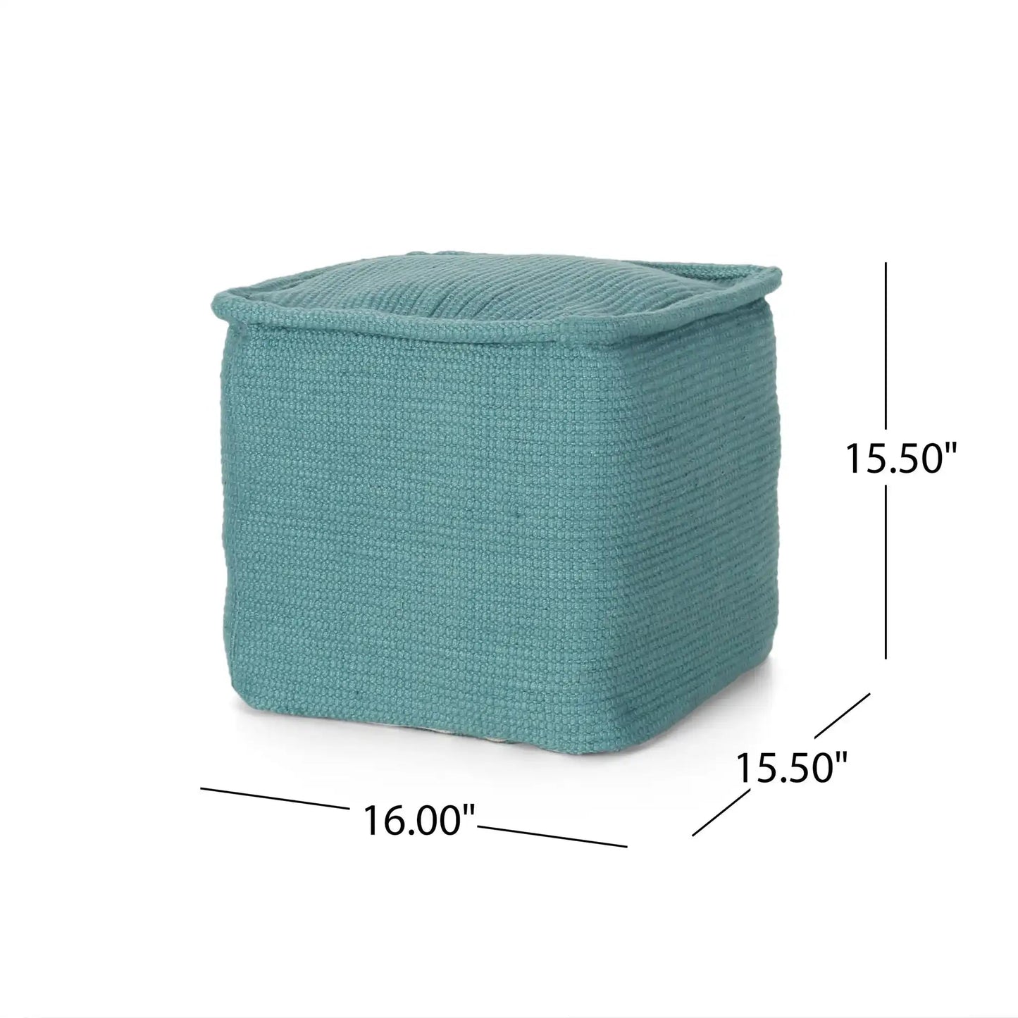 Hansolo Yarn Square Pouf Ottoman Or Floor Cushion - Teal