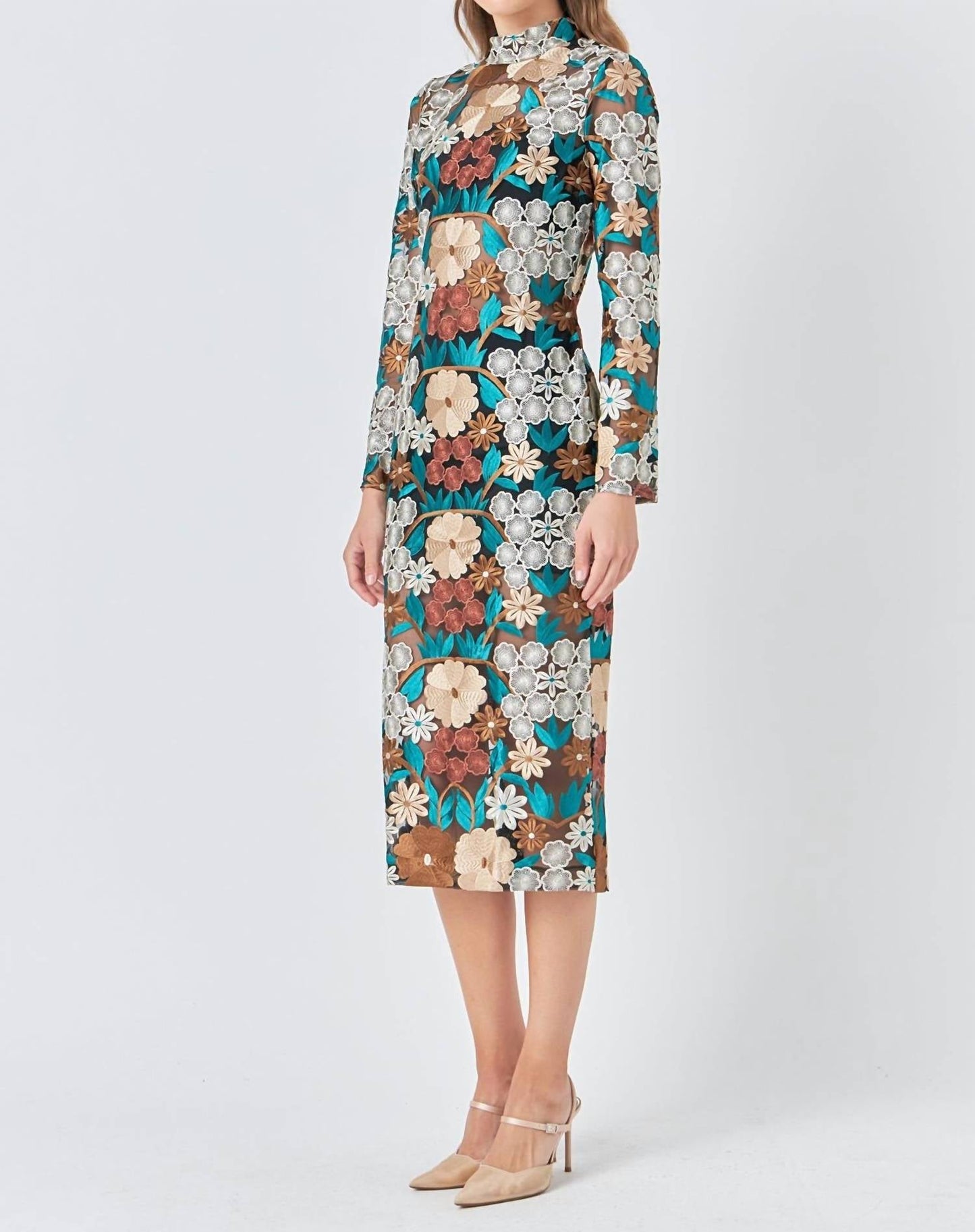 2.7 August Apparel - Floral Cut Out Midi Dress