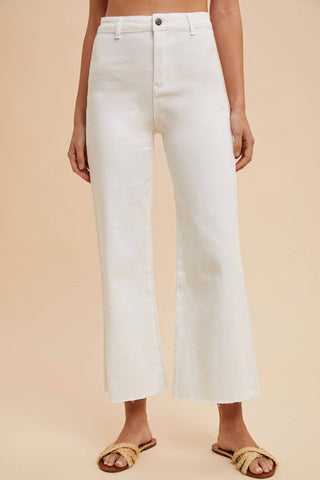 Anniewear - Wide Leg Cropped Denim Jeans