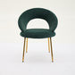 Velvet Fabric Dining Chair with Curved Backrest and Golden Metal Legs