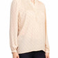 Adrianna Papell - Crewneck Long Sleeves Button Detail Woven Top