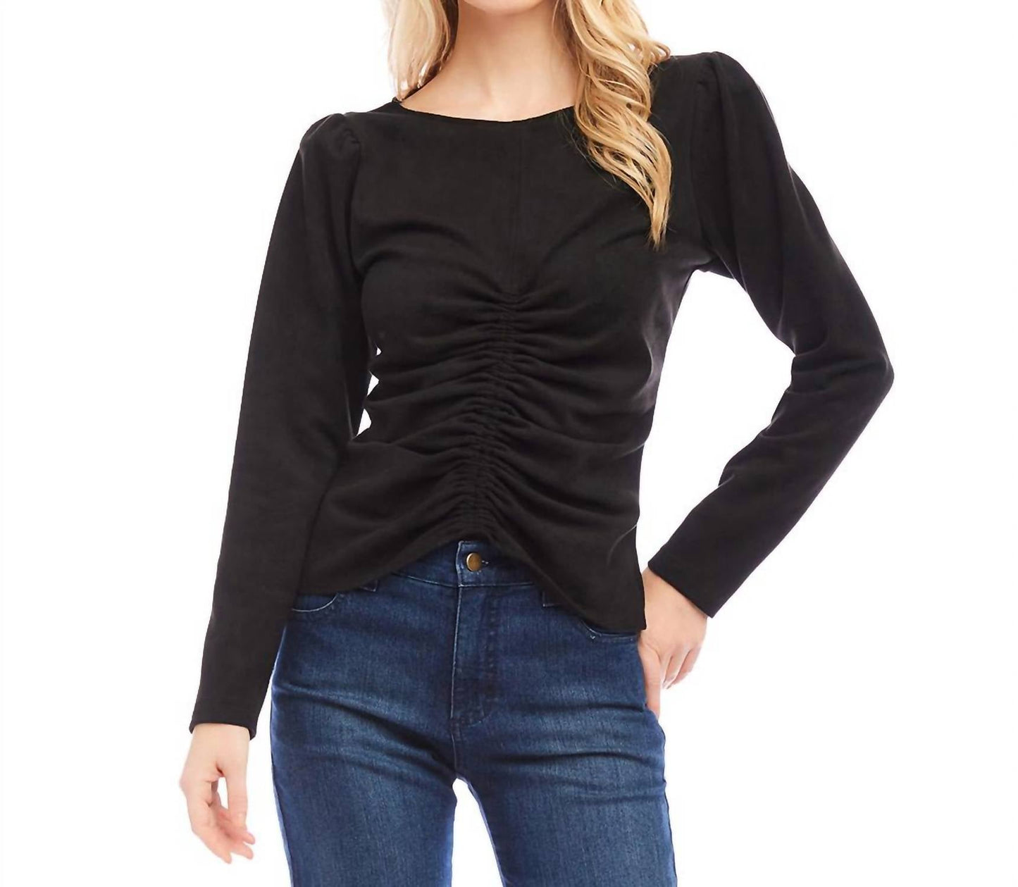 Karen Kane - Faux Suede Shirred Top