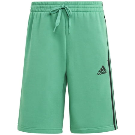 Adidas Men's 3 Stripes Fleece Shorts Green Small