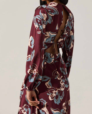 Astr - Elyse Satin Floral Midi Dress