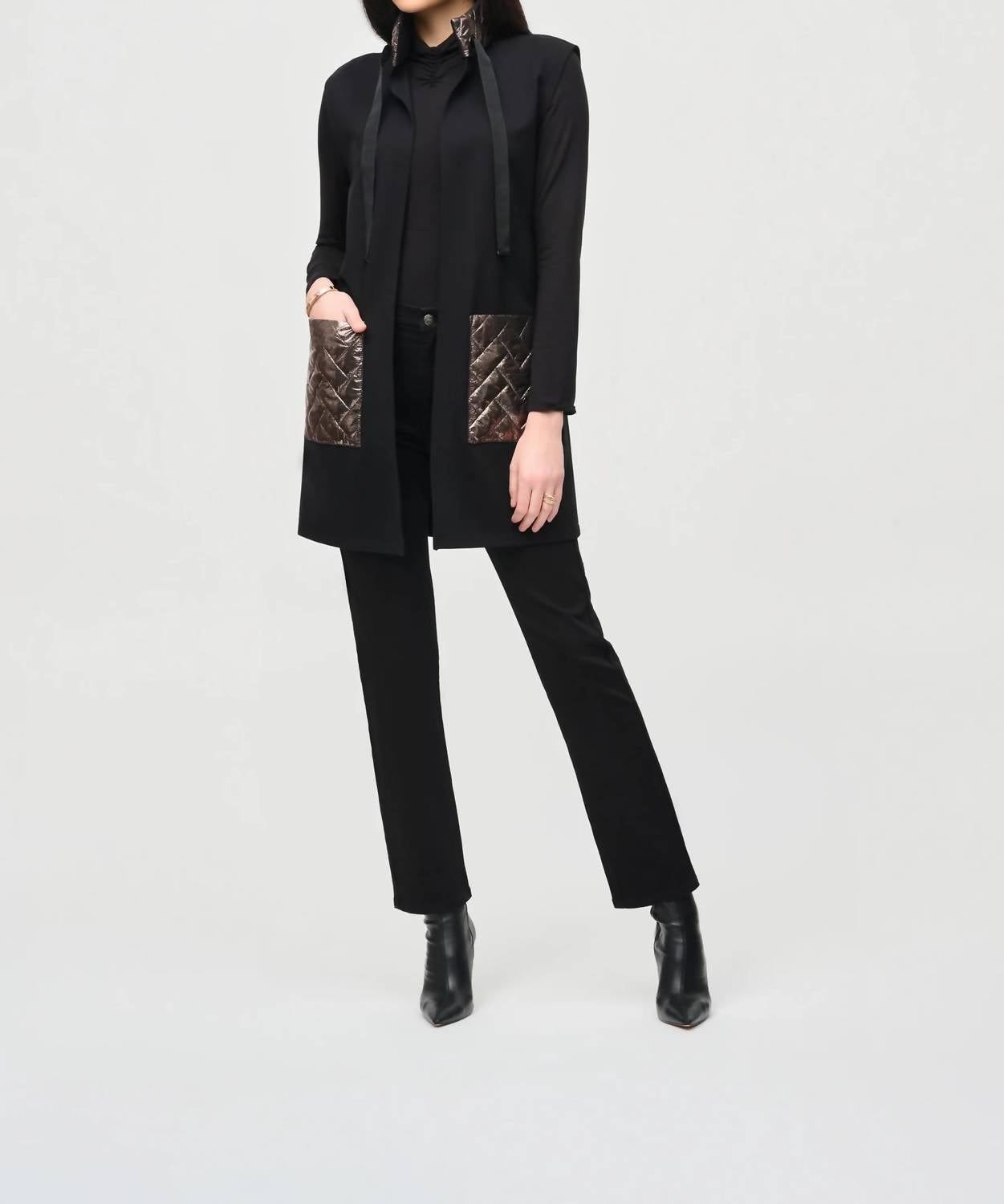 Joseph Ribkoff - Heavy Knit And Metallic Quilting Vest