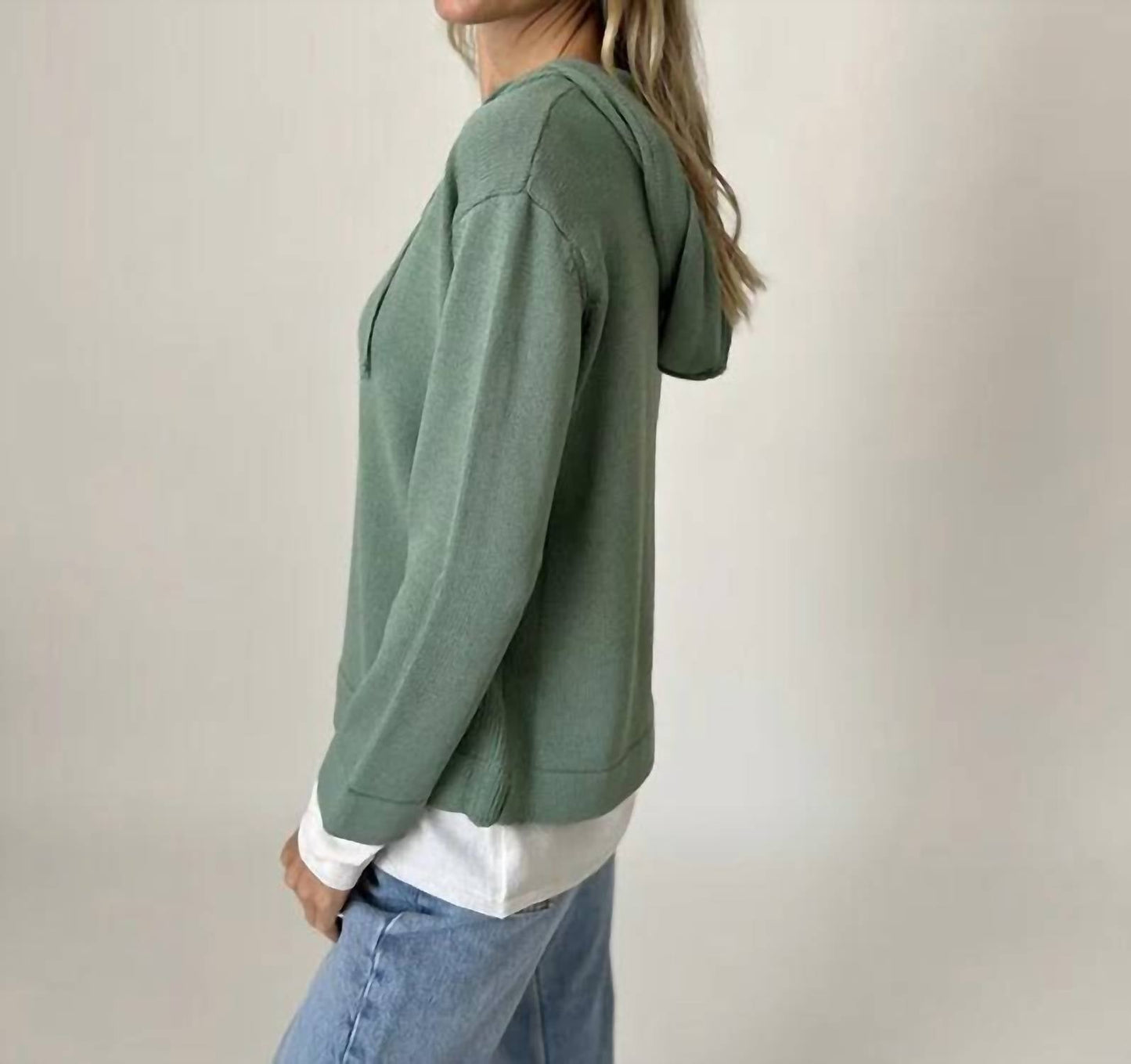 Six/Fifty - Abigail V-Neck Pullover Hoodie Sweater