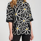 Apny - Whimsical Floral Sweater With Contrast Cuffs And Pockets