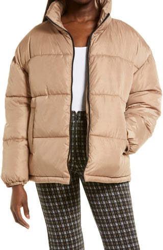 BP. Oversized Puffer Jacket in Tan Amphora at Nordstrom, Size Small